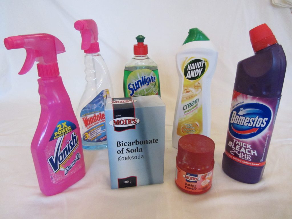 Household cleaning products.