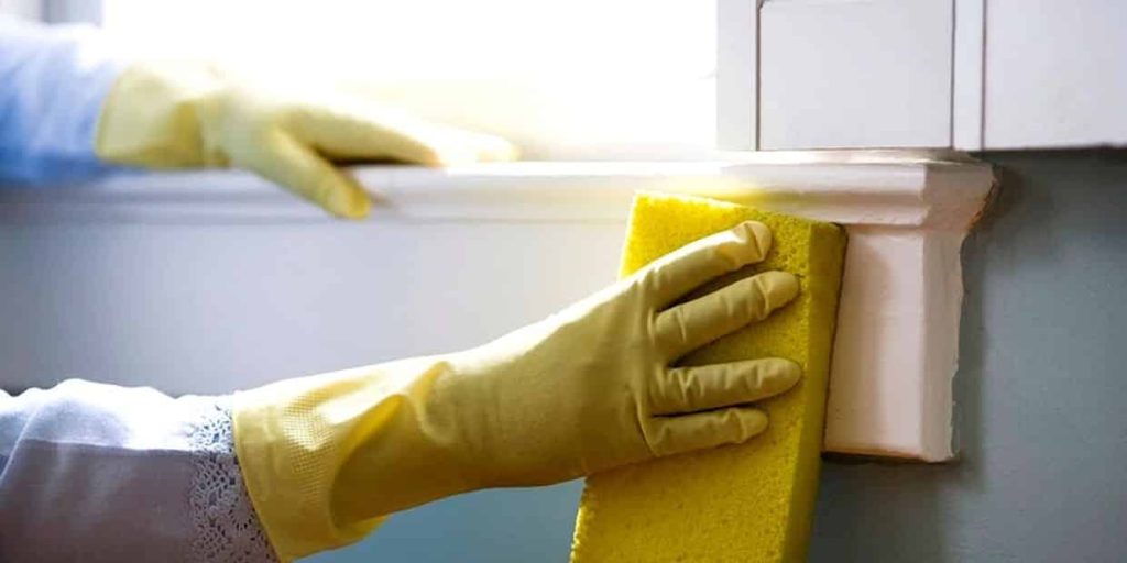 Cleaning a home.